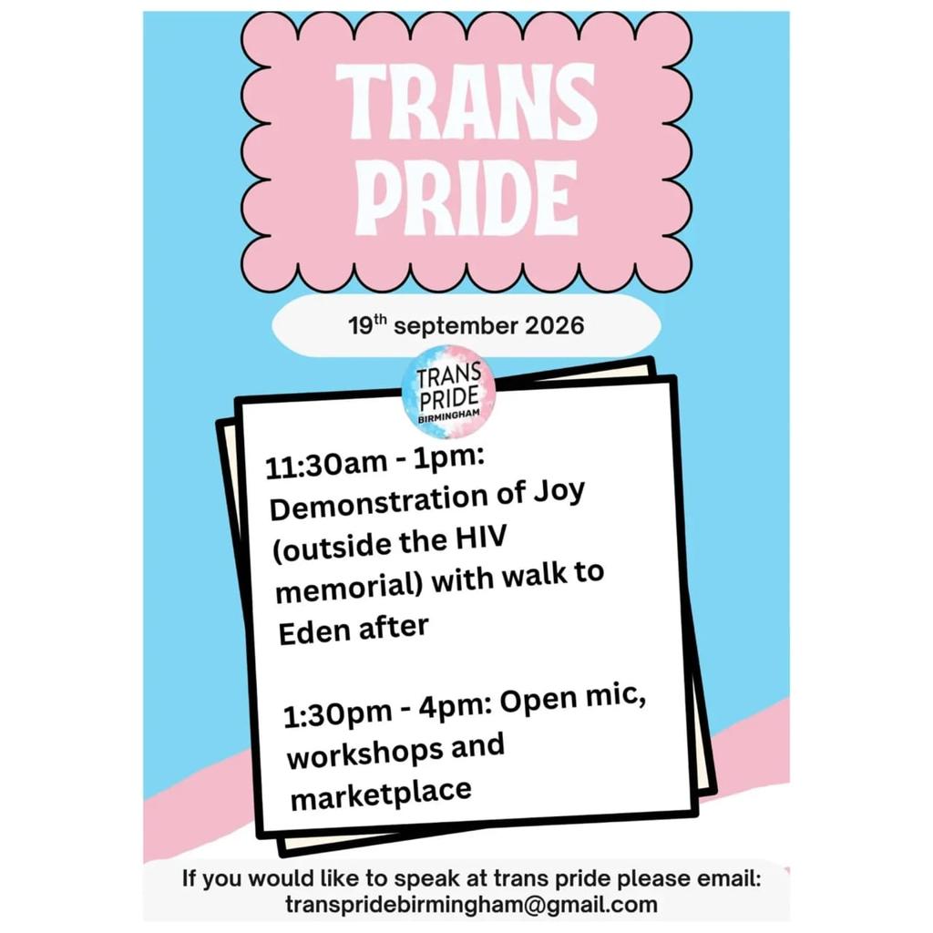 Trans Pride Birmingham 2026 poster