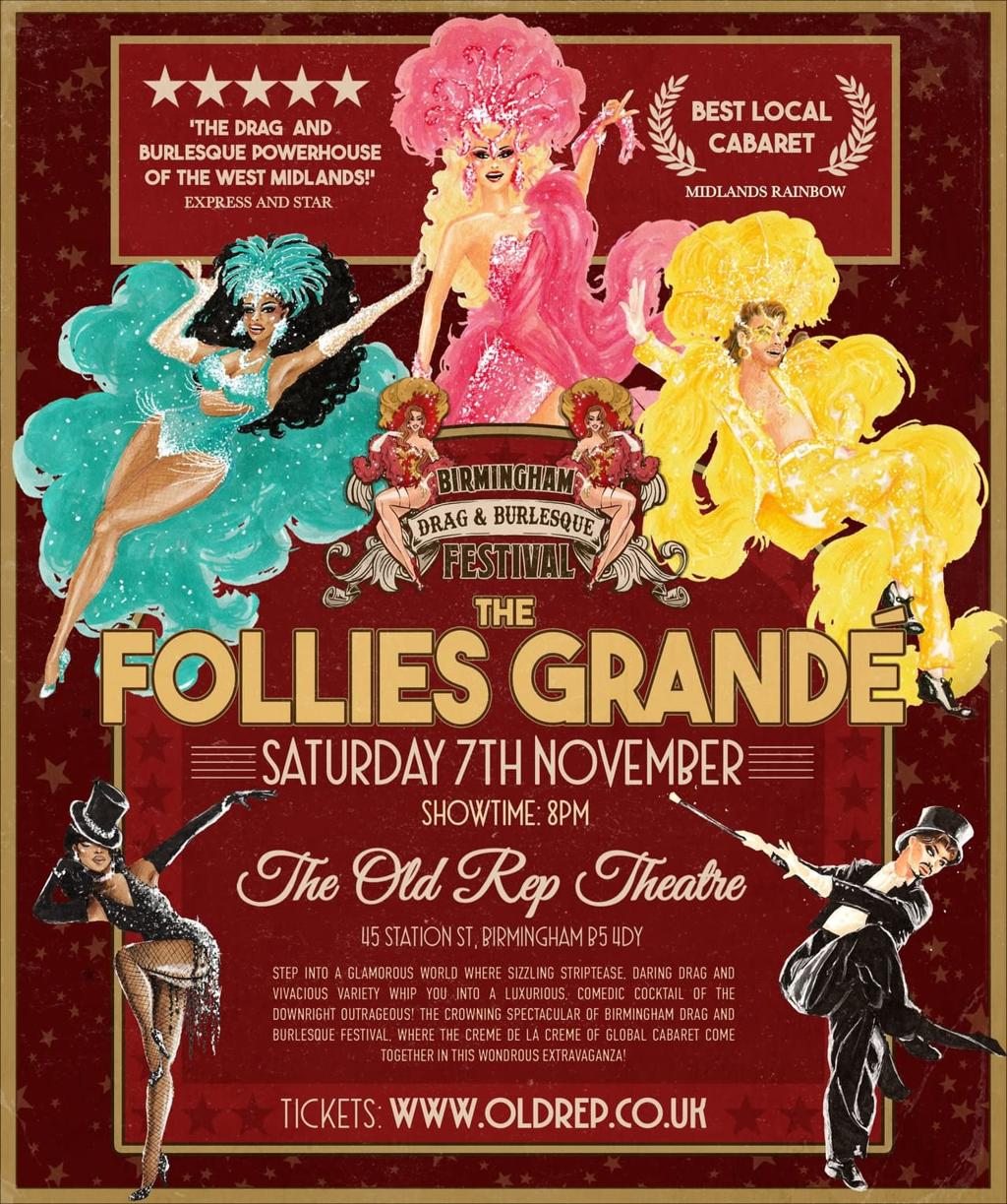 The Follies Grandé — Birmingham Drag & Burlesque Festival poster