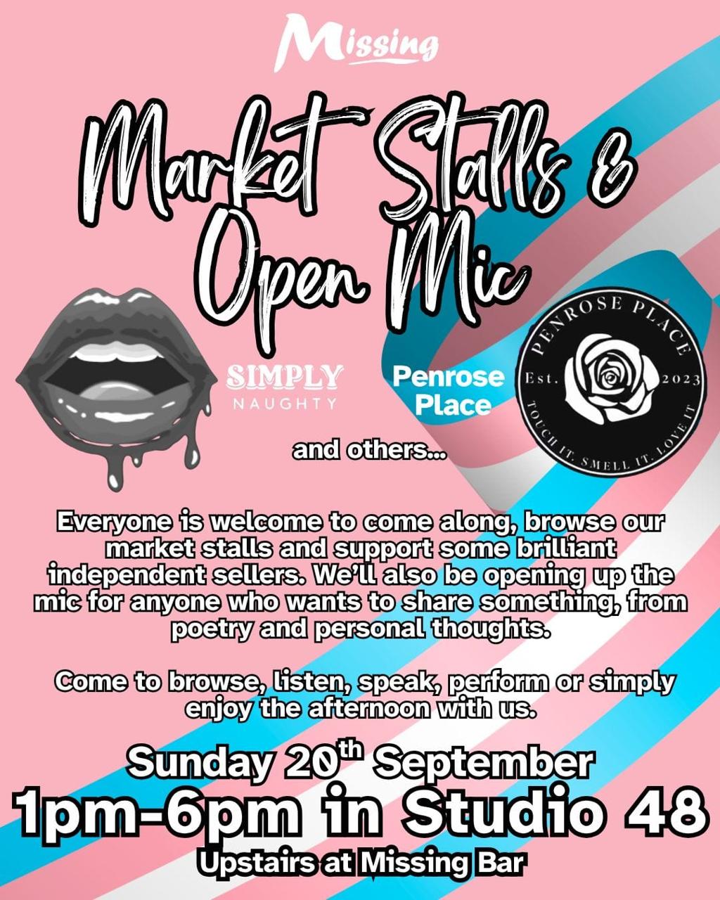 Trans Pride Market Stalls & Open Mic poster