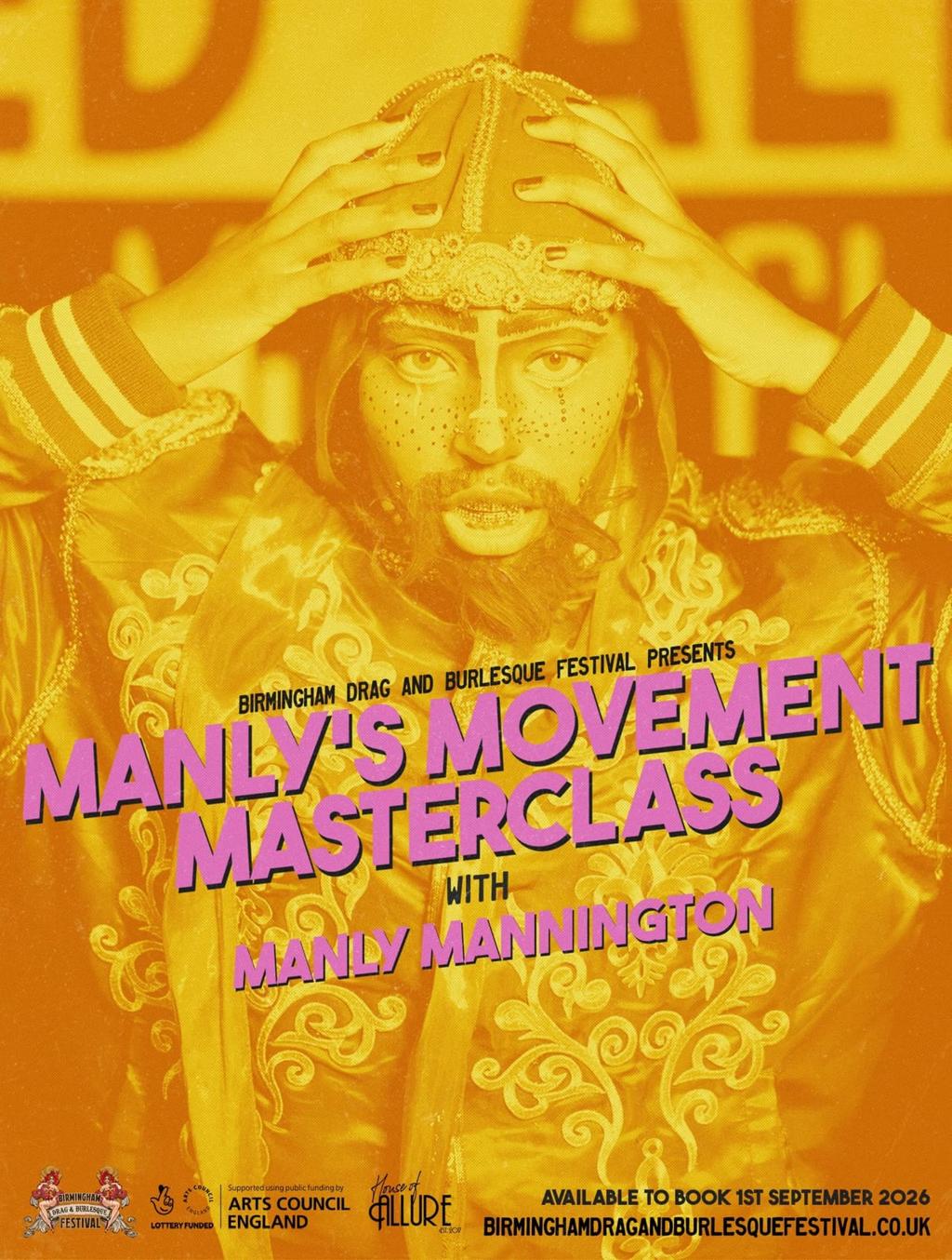 Manly's Movement Masterclass with Manly Mannington — Birmingham Drag & Burlesque Festival poster