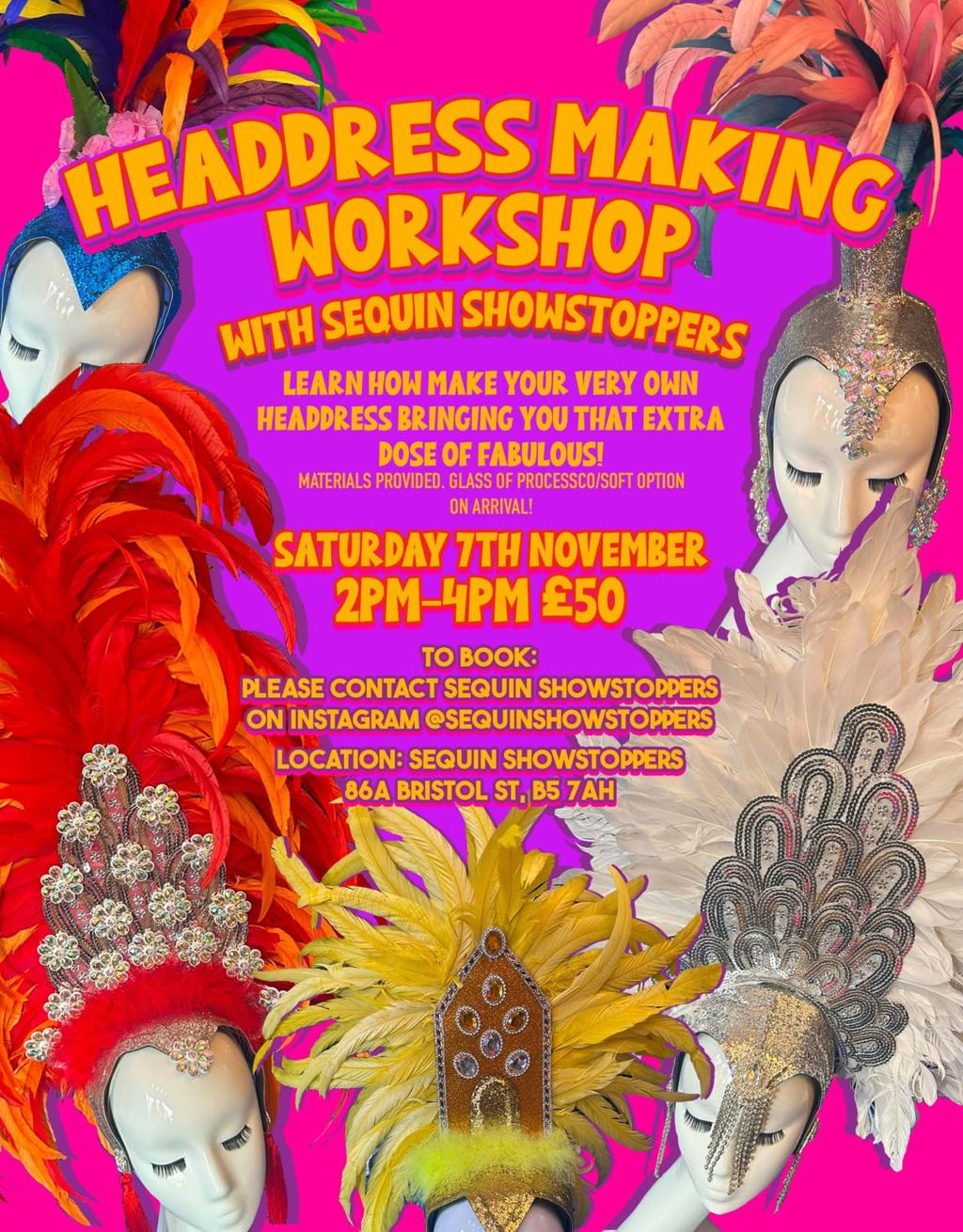 Headdress Making Workshop with Sequin Showstoppers poster
