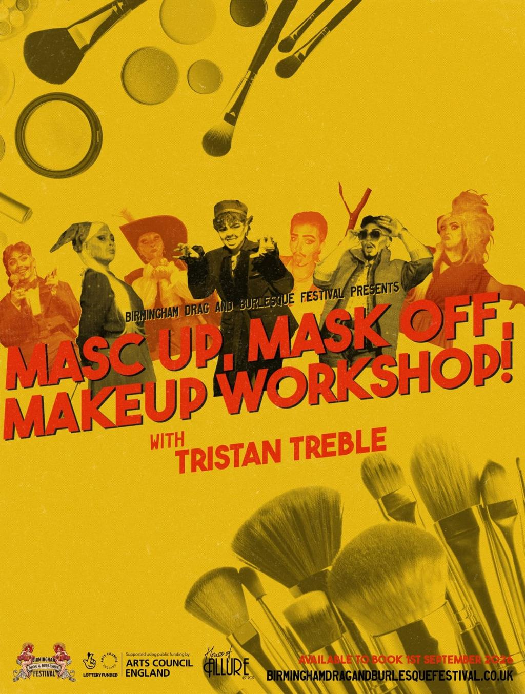 Masc Up, Mask Off, Makeup with Tristan Treble — Birmingham Drag & Burlesque Festival poster