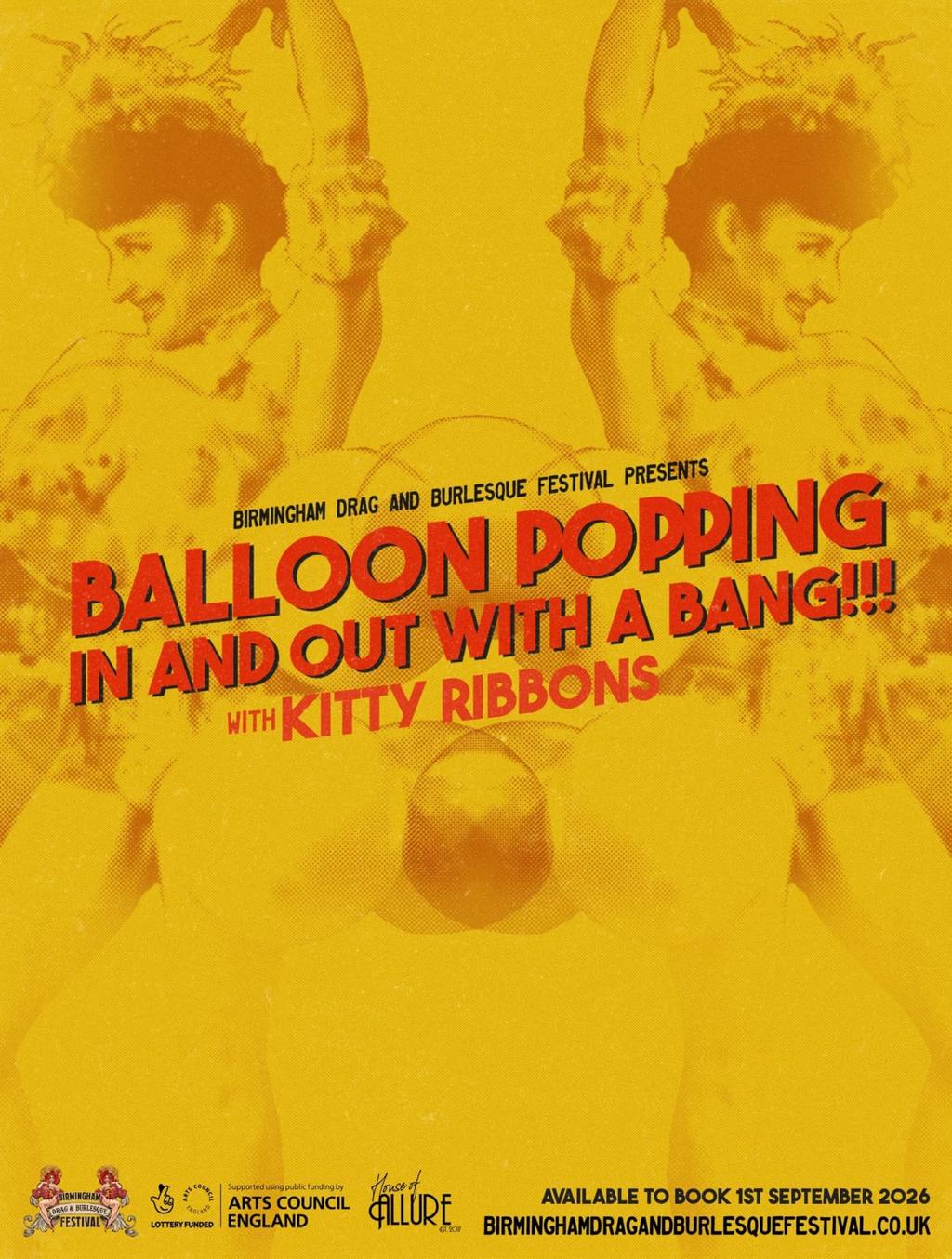 Balloon Popping: In And Out With A Bang with Kitty Ribbons — Birmingham Drag & Burlesque Festival poster