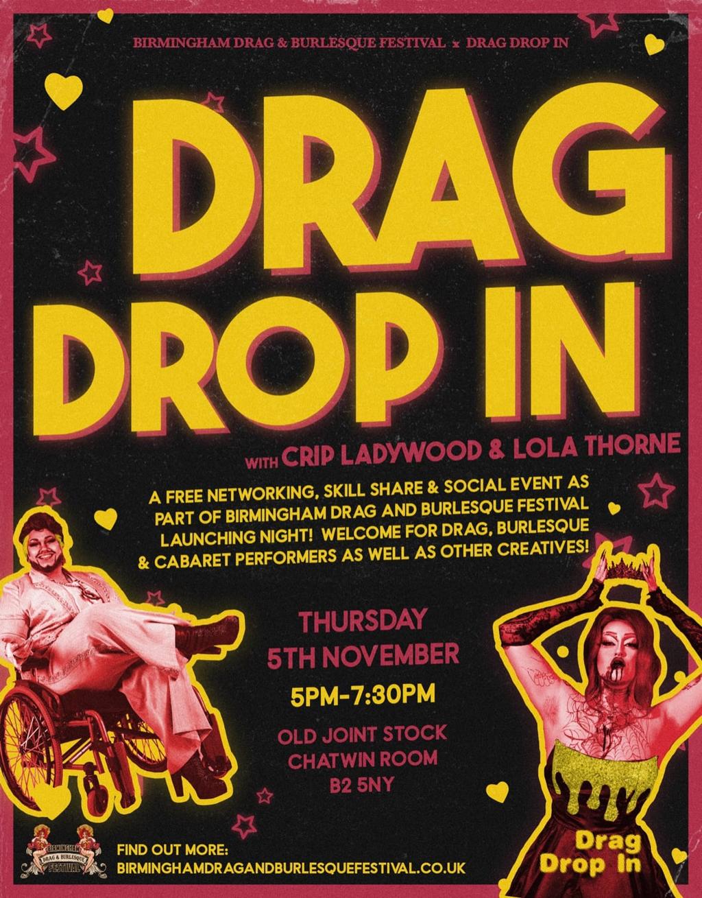 Drag Drop In: Birmingham Drag & Burlesque Festival x Drag Drop In poster