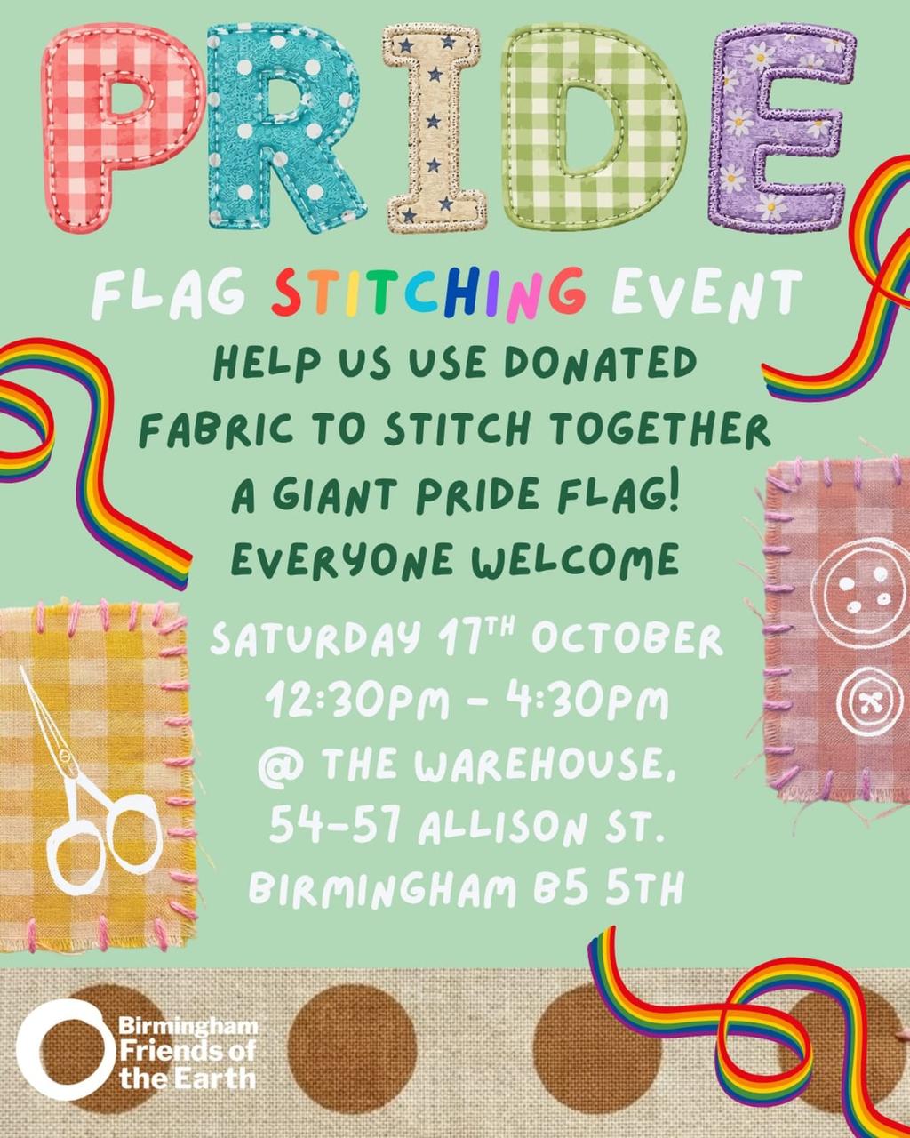 Pride Flag Stitching Event poster